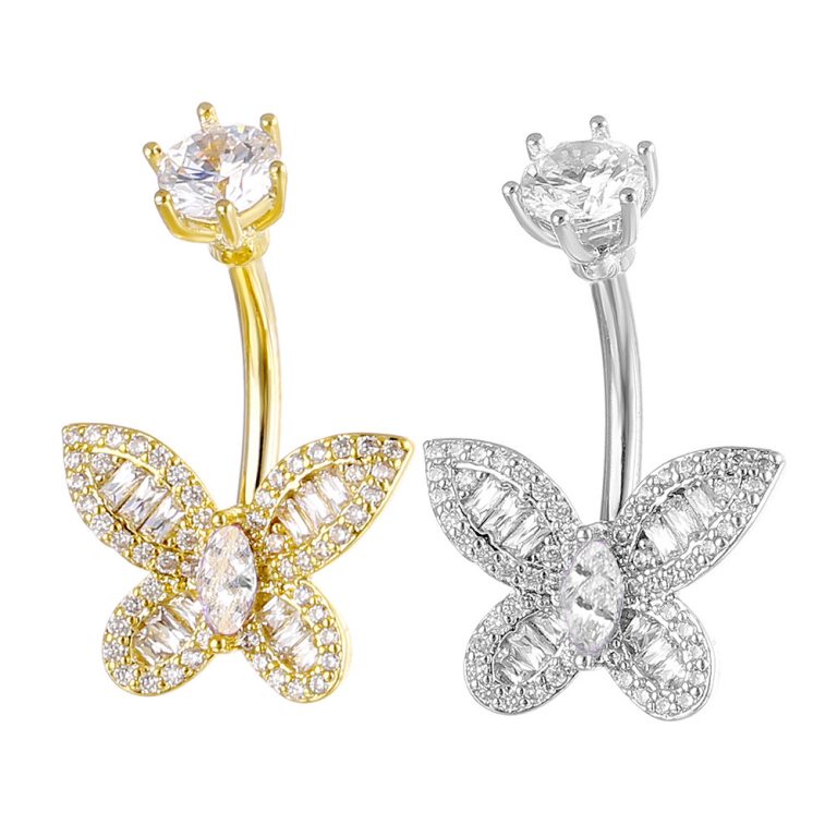 New Butterfly Inlaid Multi-Zirconia Navel Ring Navel Nail Body Piercing Jewelry Source  Online - Image 3