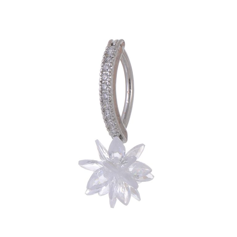 Europe and the United States cross-border fashion temperament crystal ice flower copper inlaid zircon belly button ring belly button jewelry manufacturers wholesale - Image 5