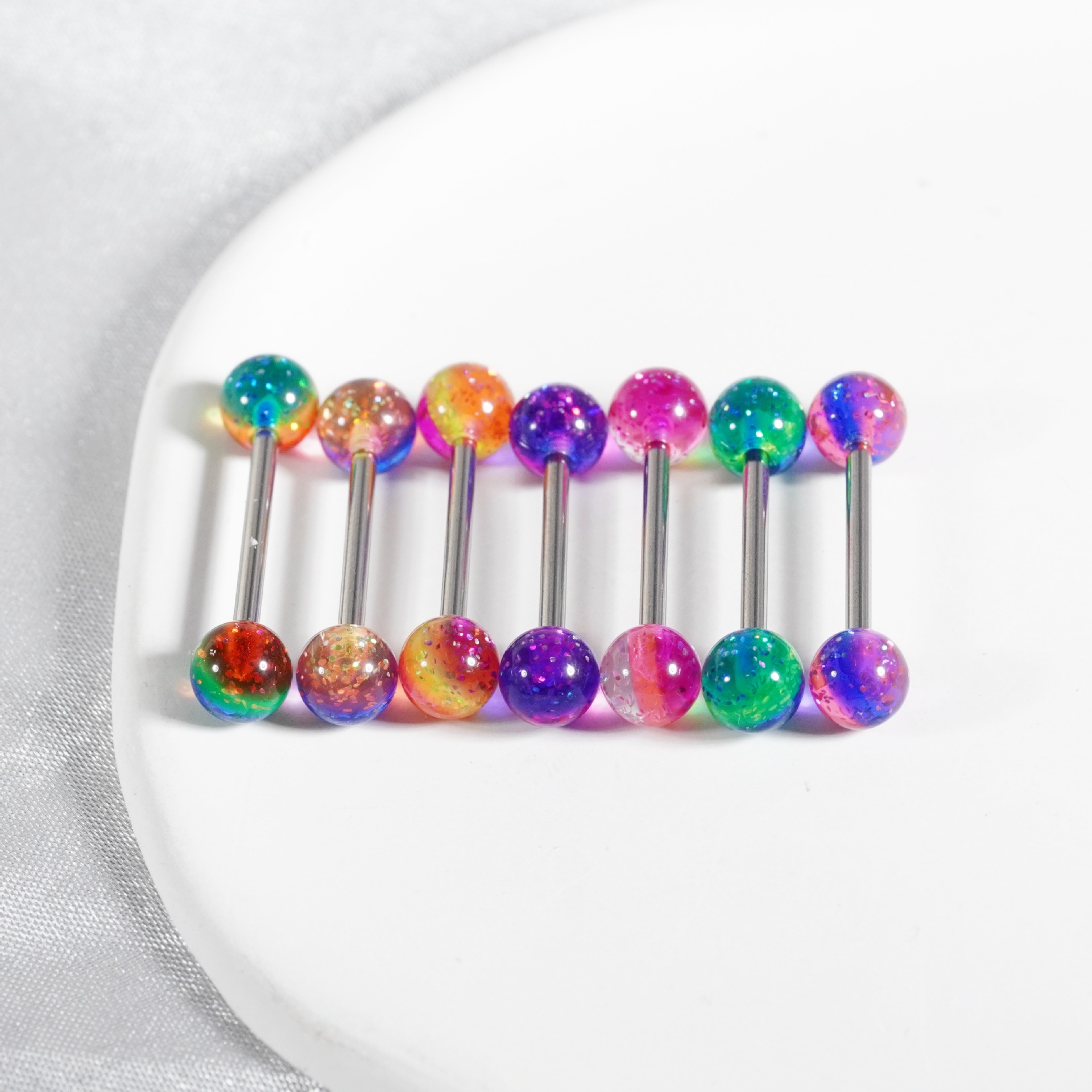 Acrylic glitter tongue nail new tongue decoration color matching tongue ring - Image 5