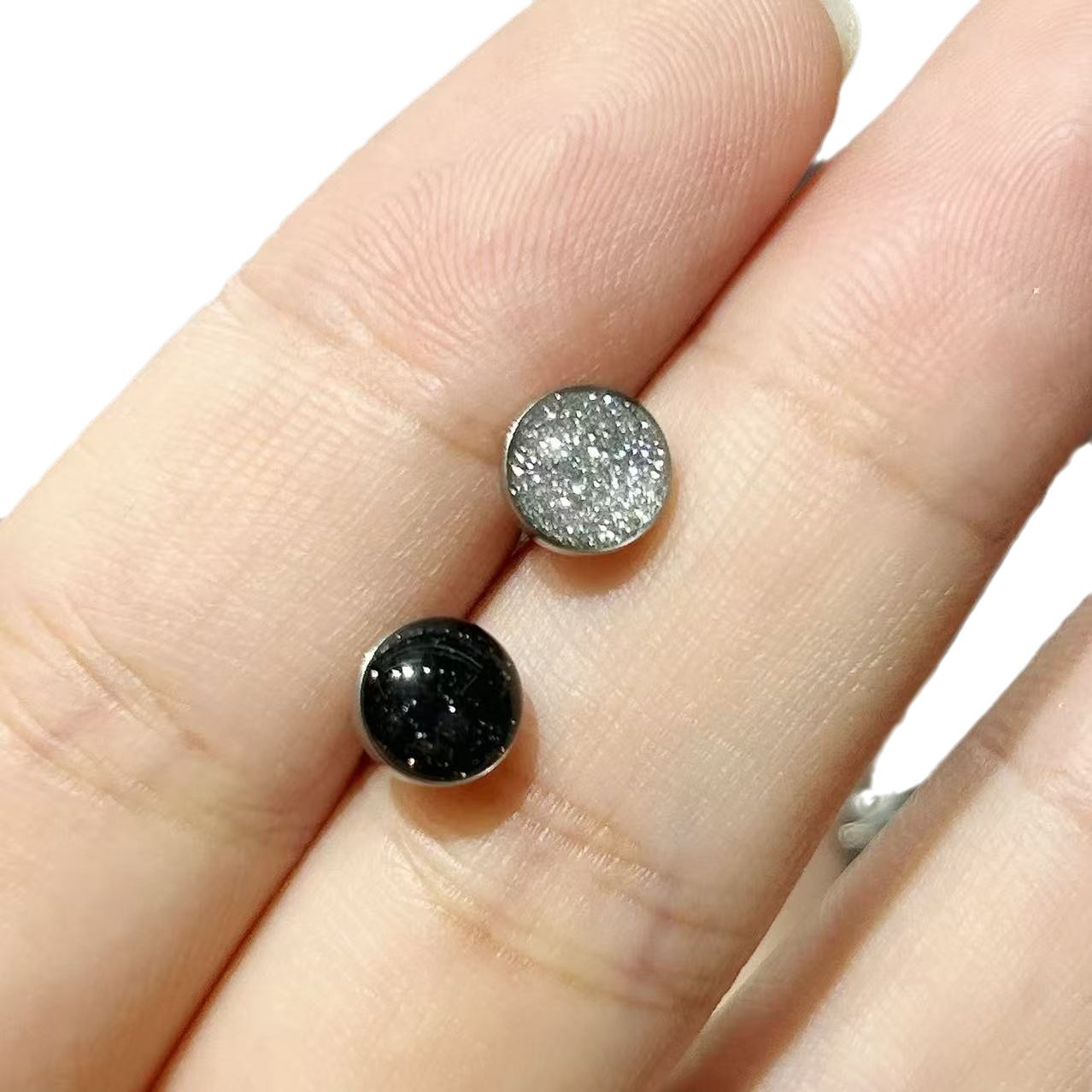 Flash film drop oil tongue nail external thread starry sky stainless steel tongue decoration - Image 5