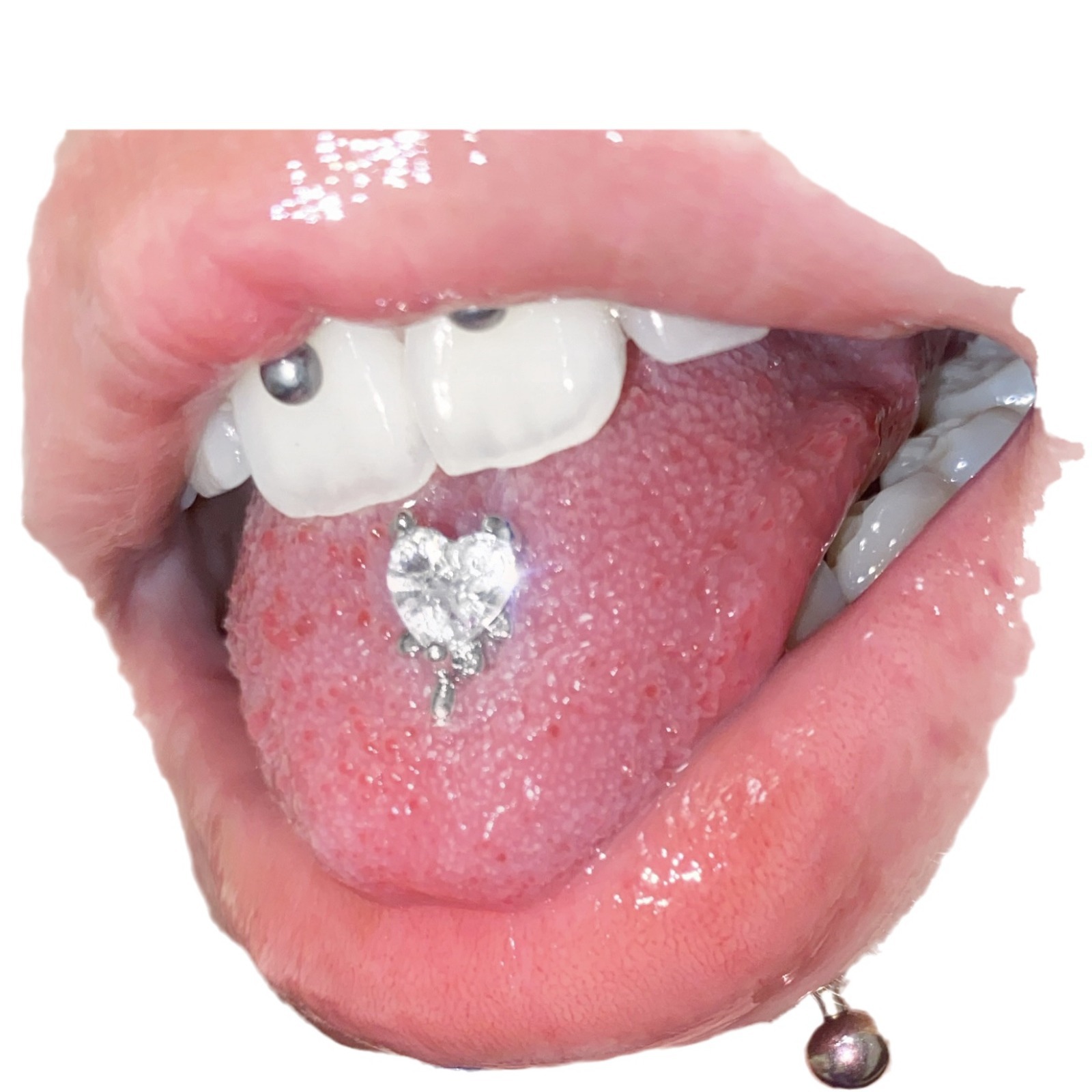 Love zircon tongue nail 316 stainless steel tongue ring 1.6/1.2 - Image 5