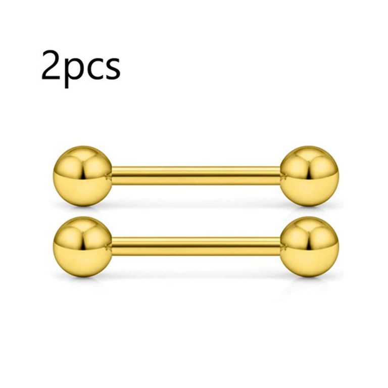 European and American cross-border goods stainless steel vacuum electroplating 1.6*16*5 nipple nail tongue ring tongue nail body piercing jewelry - Image 4