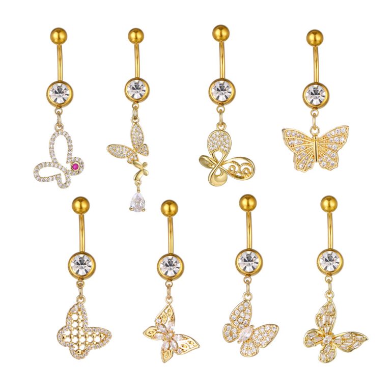 new European and American Butterfly series zircon belly button nail piercing jewelry creative umbilical button nail