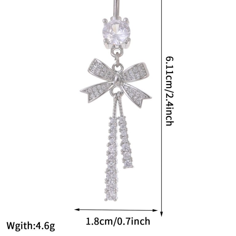 New Creative Bow Navel Nail High Temperament Diamond-encrusted Shining Navel Nail Fashion Body Piercing Jewelry - Image 5