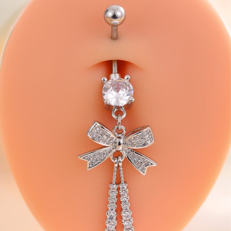 New Creative Bow Navel Nail High Temperament Diamond-encrusted Shining Navel Nail Fashion Body Piercing Jewelry - Image 3