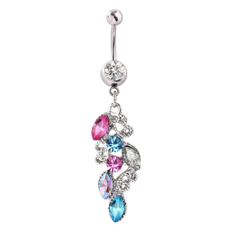 Europe and the United States hot-selling goods belly button ring alloy encrusted press drill belly button nail