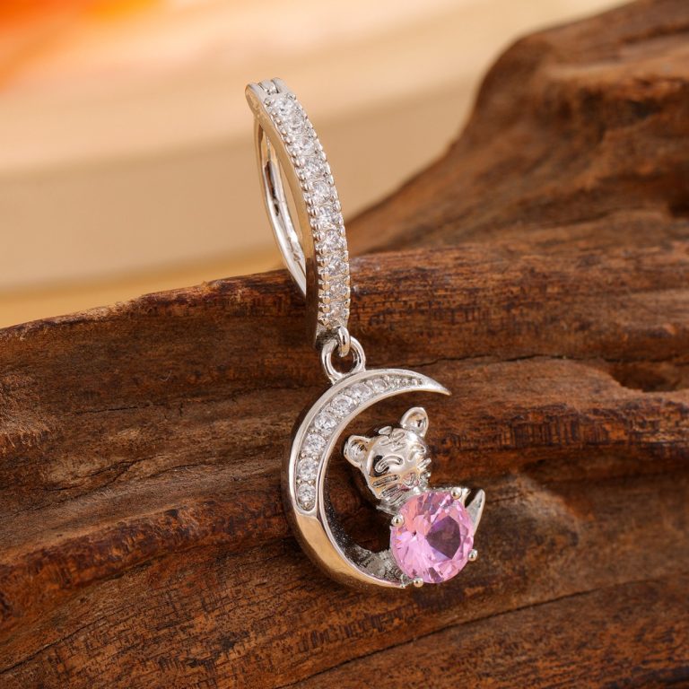 2023 new 12 zodiac tiger copper inlaid zircon cold wind high sense belly button belly button ring puncture jewelry - Image 3