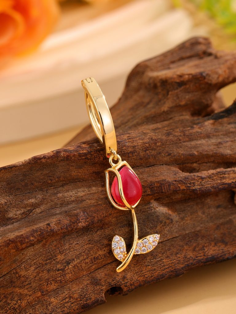 New Tulip Light Luxury High-end Pendant Navel Ring Copper Micro-inlaid Zircon Navel Buckle - Image 7
