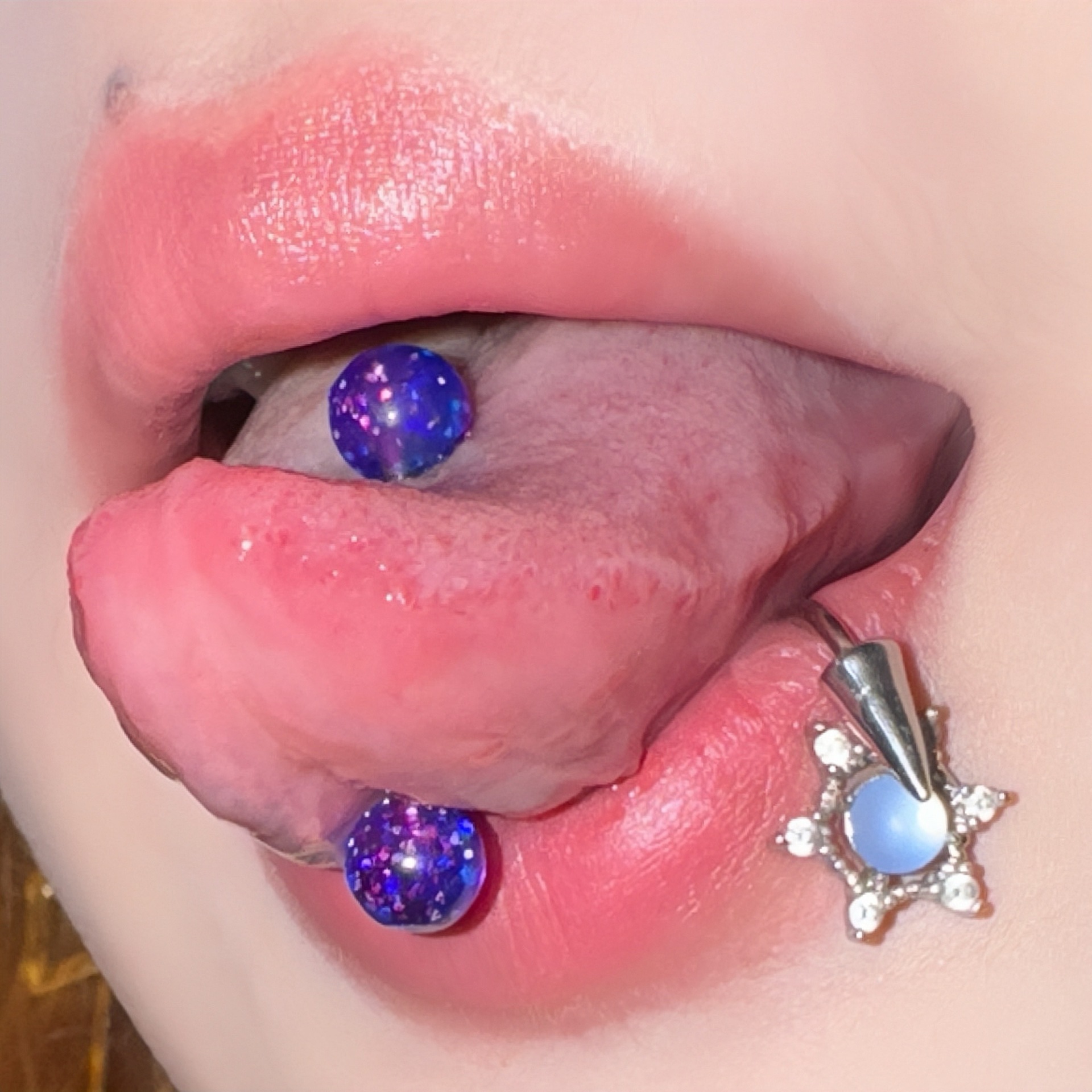 Acrylic glitter tongue nail new tongue decoration color matching tongue ring - Image 6