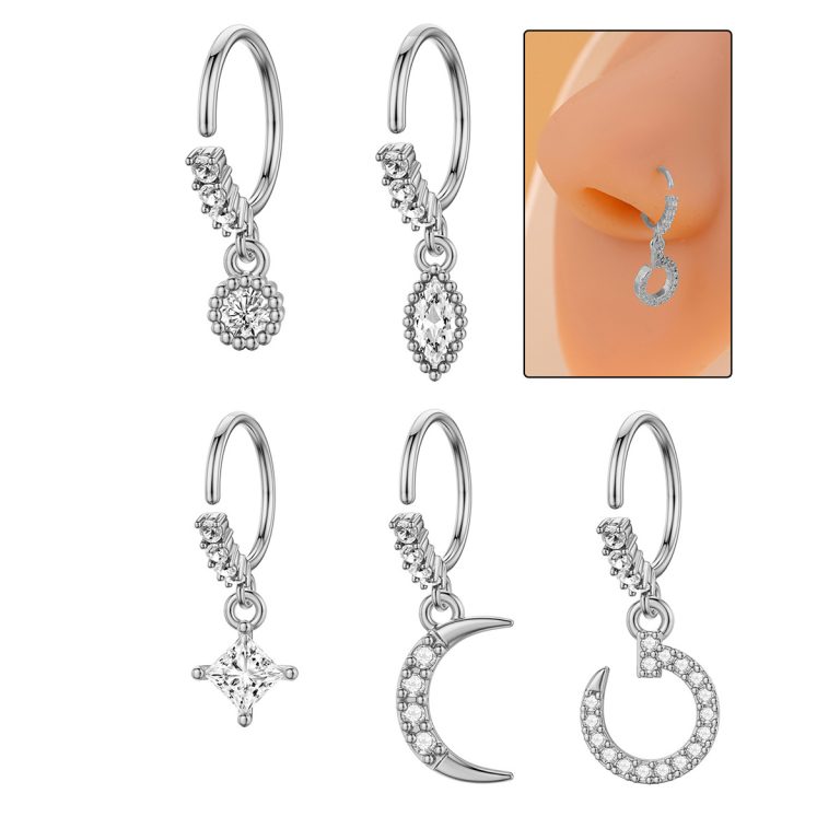 Europe and the United States cross-border hot copper inlaid zircon star moon earrings earrings piercing jewelry manufacturers direct wholesale