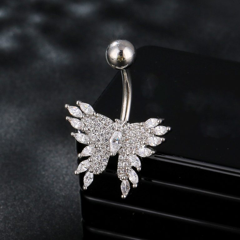 New Butterfly Inlaid Multi-Zirconia Navel Ring Navel Nail Body Piercing Jewelry Source  Online - Image 7