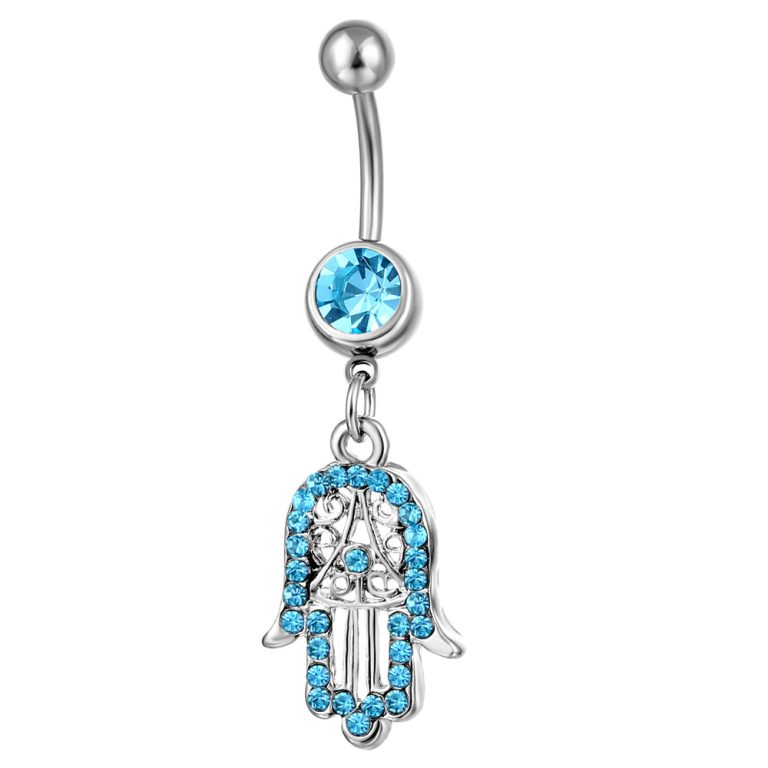 European and American multi-color diamond palm navel ring stainless steel navel nail - Image 2
