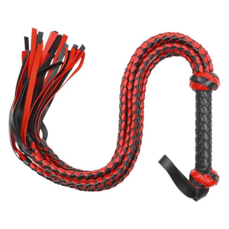 Sex toys whiskers handmade loose whip pu multiple black and red braided handle whip husband and wife adult braid whip