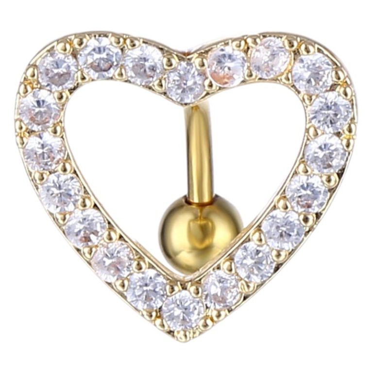 New  European and American puncture jewelry heart-shaped zircon belly button ring belly button nail