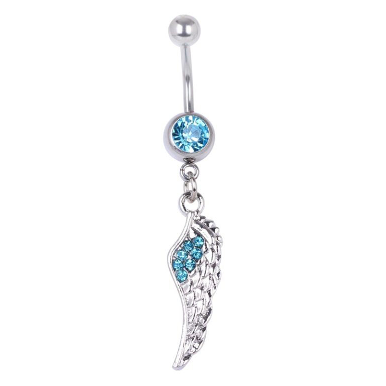 European and American diamond piercing jewelry feather navel ring wings navel nail navel buckle