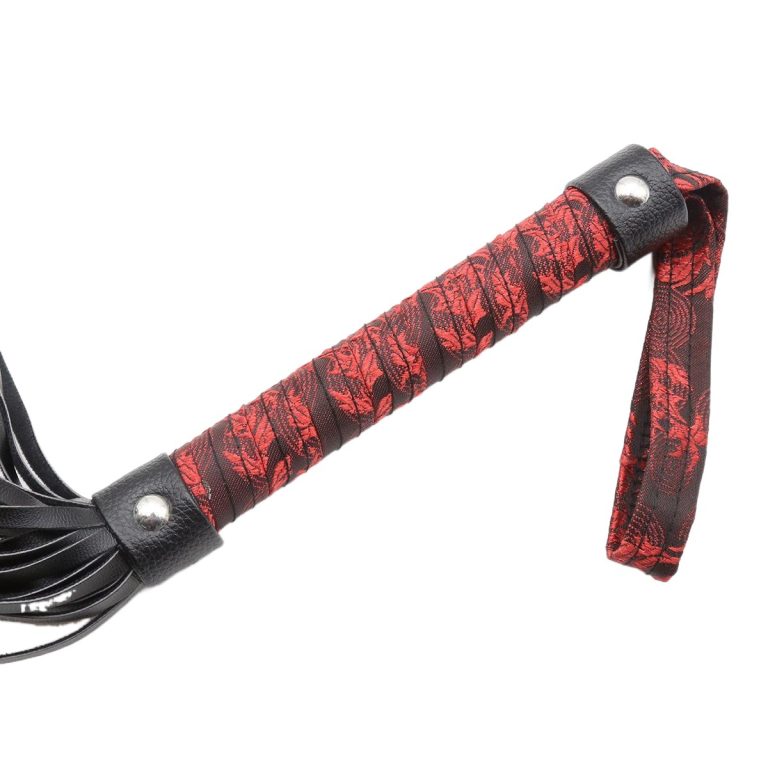 Adult products men's and women's temperate toys health care products black leather red silk handle whip whip