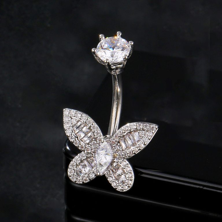 New Butterfly Inlaid Multi-Zirconia Navel Ring Navel Nail Body Piercing Jewelry Source  Online - Image 8