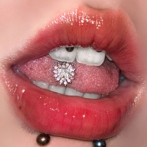 Flash love diamond tongue nail new personalized tongue decoration new human body piercing jewelry
