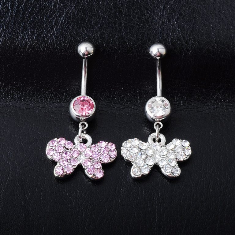 New European and American diamond butterfly pendant navel nail navel nail navel ring - Image 4