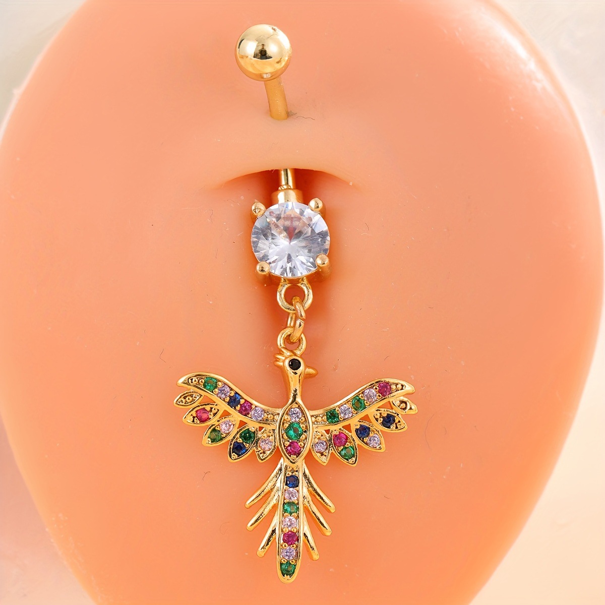 European and American fashion high grade copper inlaid zircon phoenix shape animal belly button piercing jewelry - Image 4