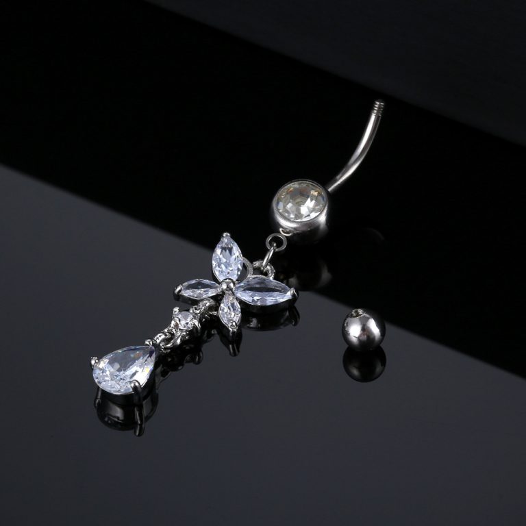 Goods Amazon Europe and America Hot Piercing Jewelry Butterfly Zircon Pendant Navel Ring Stainless Steel Navel Nail - Image 4