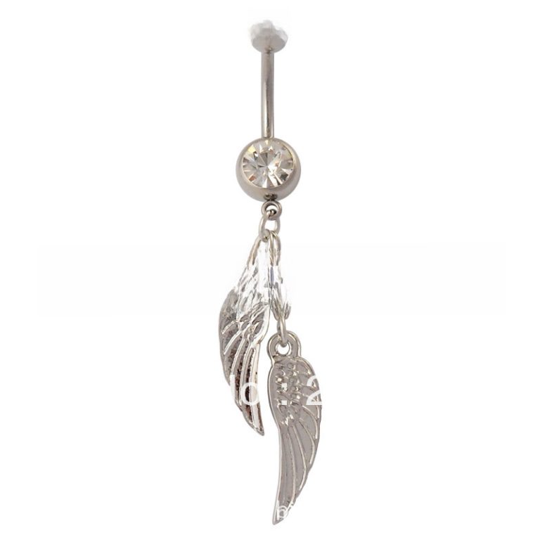 fashion body wear belly jewelry feather electroplating navel ring navel nail