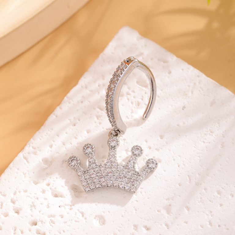 European and American cross-border fashion simple copper inlaid zircon full diamond crown belly button ring belly button puncture jewelry - Image 3
