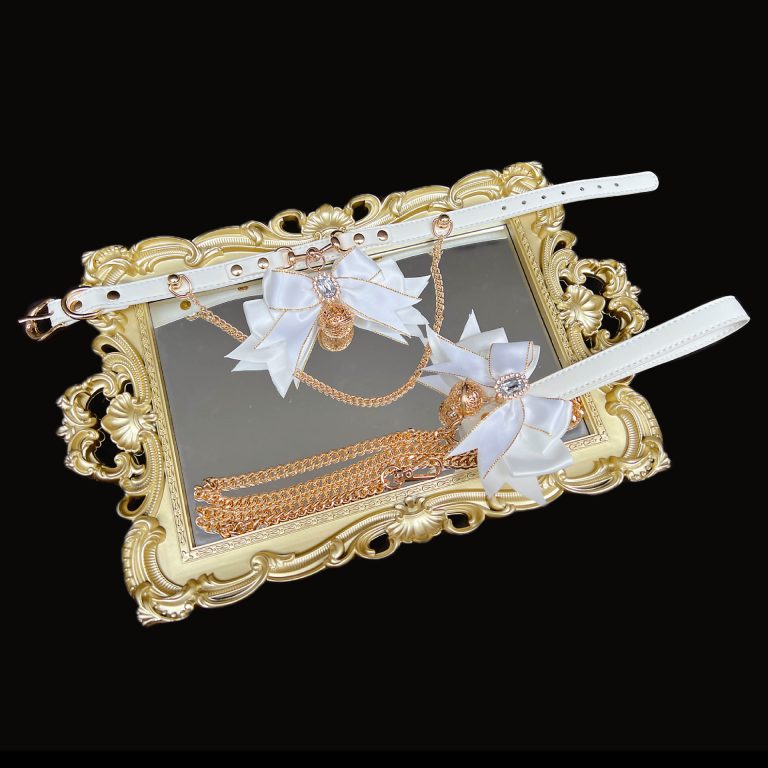 SM sex toys leather collar white bow milk clip bell ring 40CM fox real hair tail anal plug small - Image 4