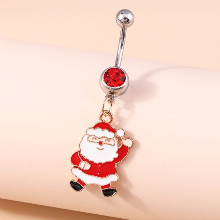 Europe and the United States cross-border ornaments Christmas decoration ornaments Santa Claus navel nail elk Christmas tree navel ring - Image 8