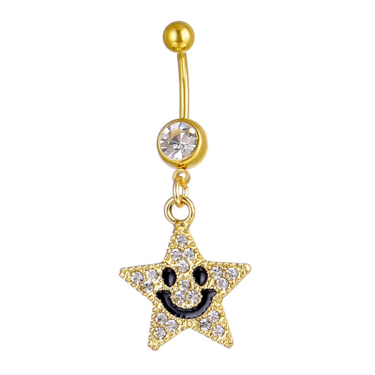 Human body piercing accessories Diamond happy smiley pendant belly ring sexy women belly ring nail - Image 3