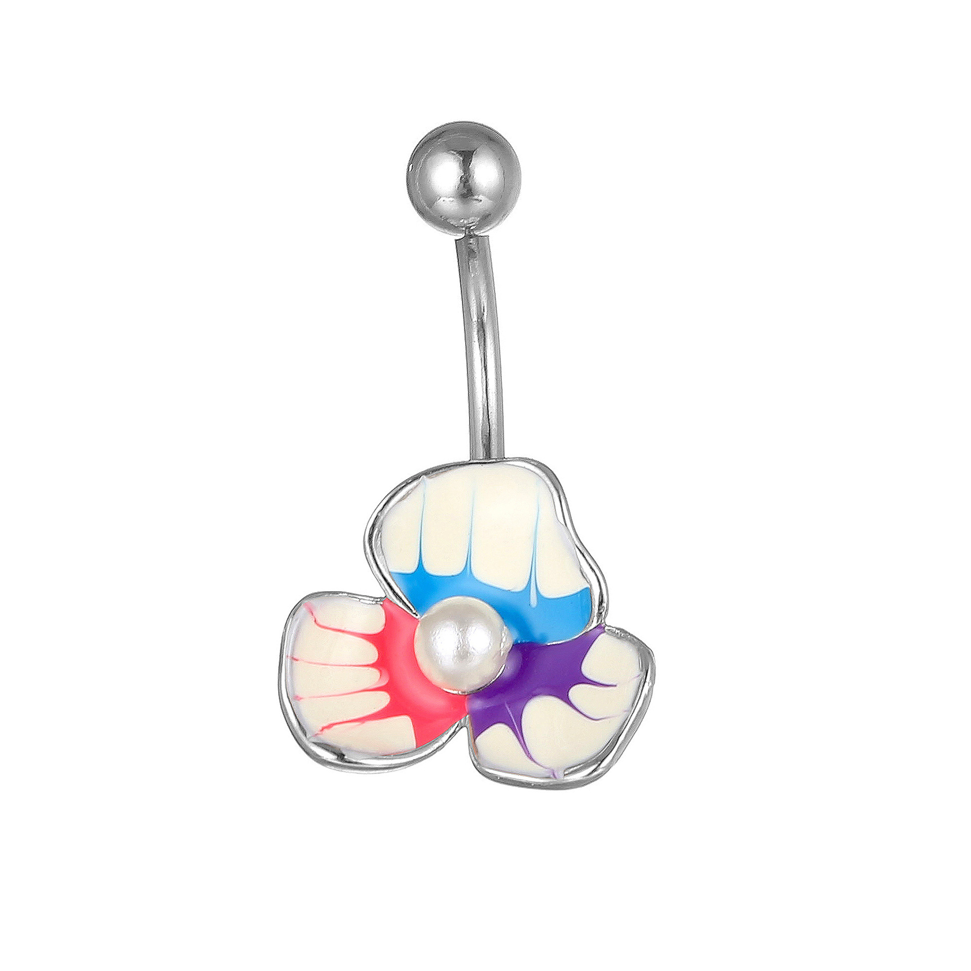 Hot-selling Piercing Jewelry Gold Plated Pearl Rose Petal Drop Oil-drawing Short Navel Ring Navel - Image 7