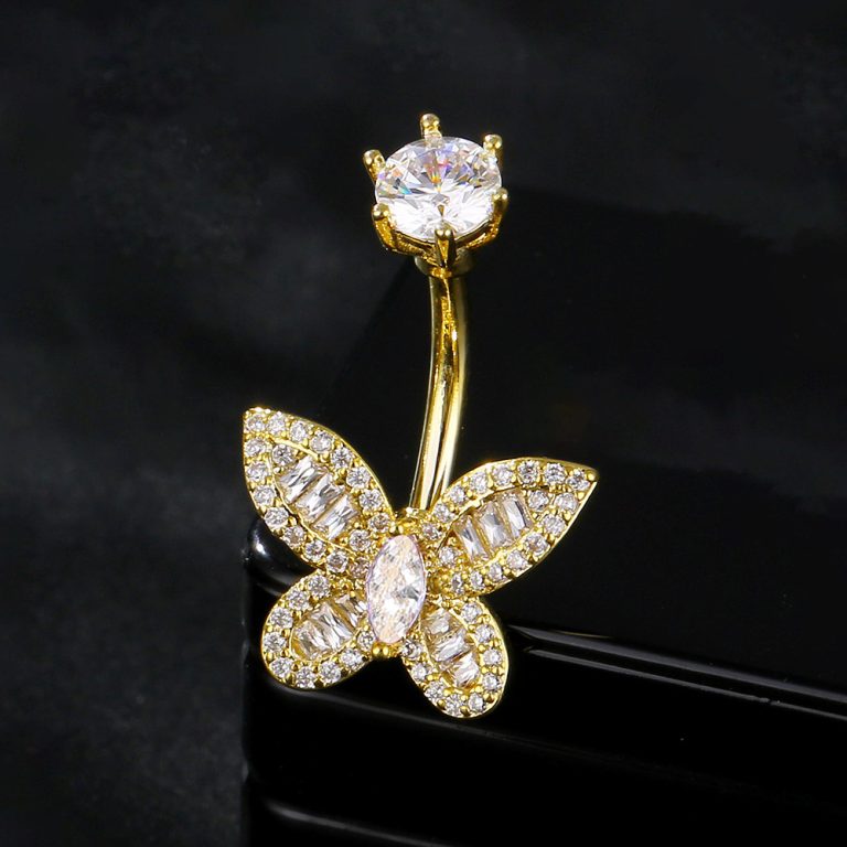New Butterfly Inlaid Multi-Zirconia Navel Ring Navel Nail Body Piercing Jewelry Source  Online - Image 11