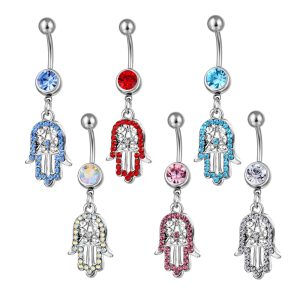 European and American multi-color diamond palm navel ring stainless steel navel nail