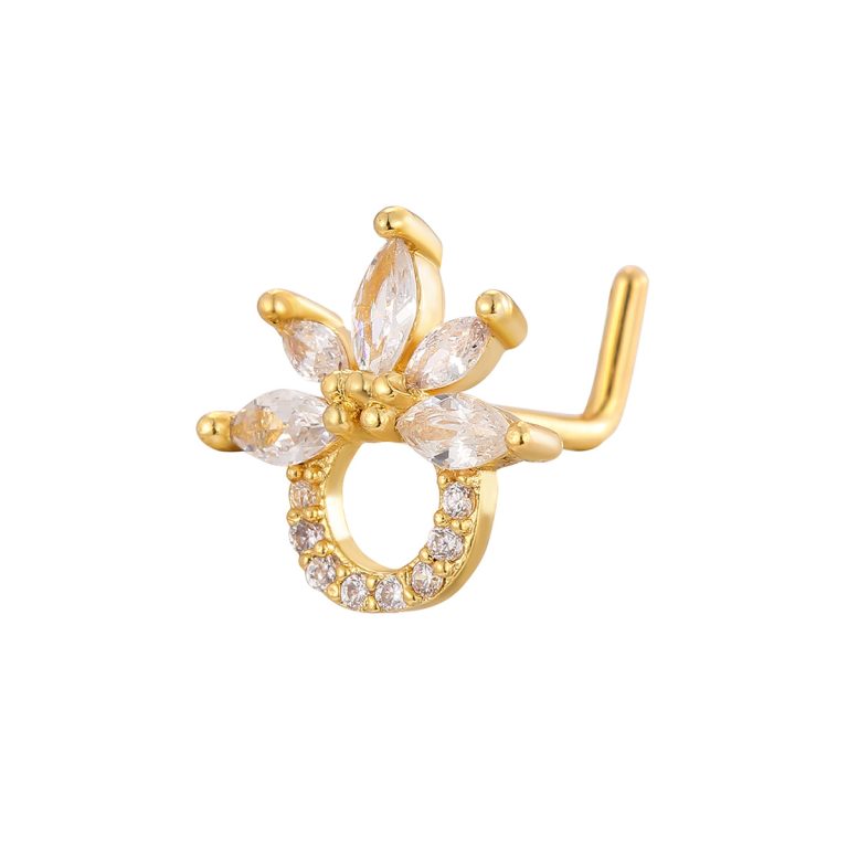 European and American fashion copper inlaid zircon body piercing nose star gecko nose nail - Image 7