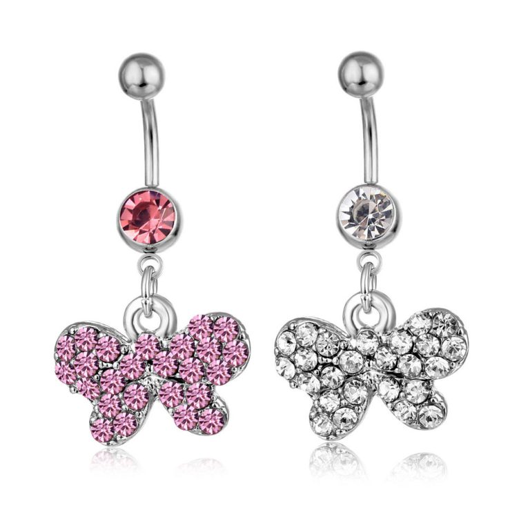 New European and American diamond butterfly pendant navel nail navel nail navel ring - Image 2