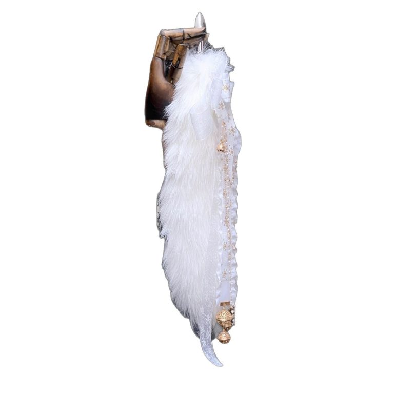Winter snow white 40CM white fox real fur tail butt plug smsex toys handmade bow Palace Bell - Image 5