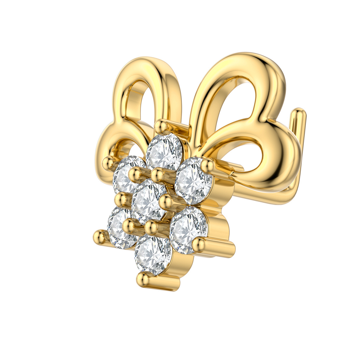 New sexy temperament high sense nose nail copper Hao stone inlaid L-shaped straight rod manufacturers wholesale - Image 9