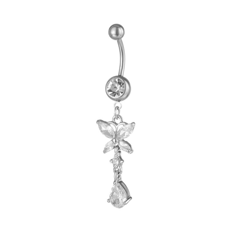 Goods Amazon Europe and America Hot Piercing Jewelry Butterfly Zircon Pendant Navel Ring Stainless Steel Navel Nail - Image 5
