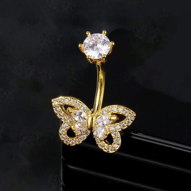 New Butterfly Inlaid Multi-Zirconia Navel Ring Navel Nail Body Piercing Jewelry Source  Online - Image 9