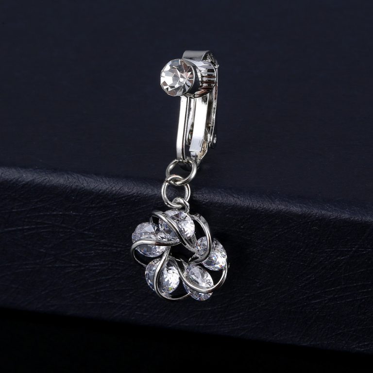 goods punch-free flower pendant inlaid zircon fake navel clip non-piercing trendy navel ring ear clip jewelry - Image 5