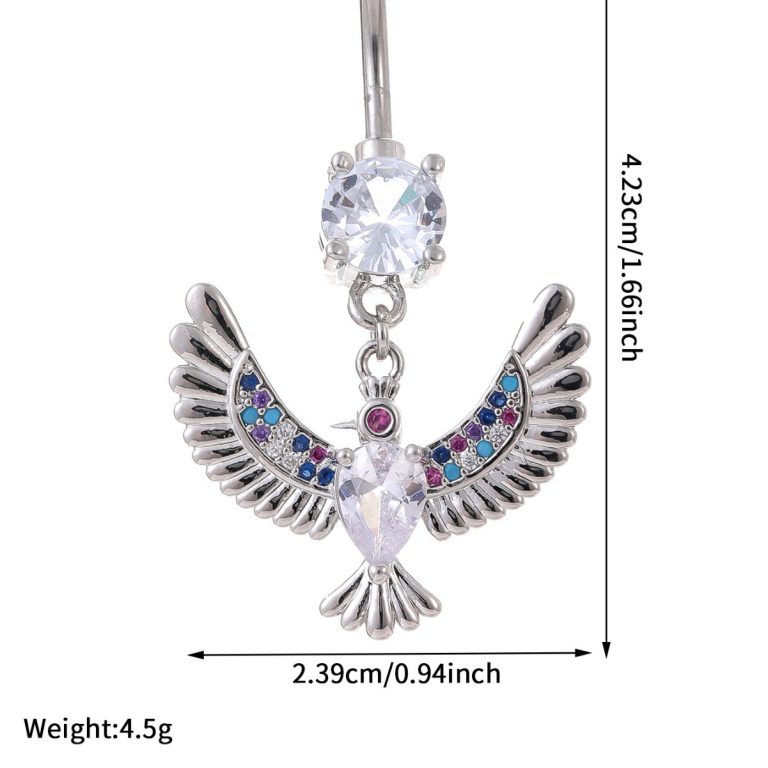 Creative color zirconium Dapeng wings belly button nail fashion body piercing jewelry niche temperament stainless steel belly button nail - Image 5