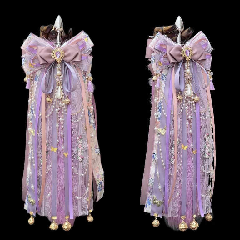 Zhuang Zhou Mengdie 40CM Vine Purple Fox real wool tail butt plug SM sex toys bow Palace Bell