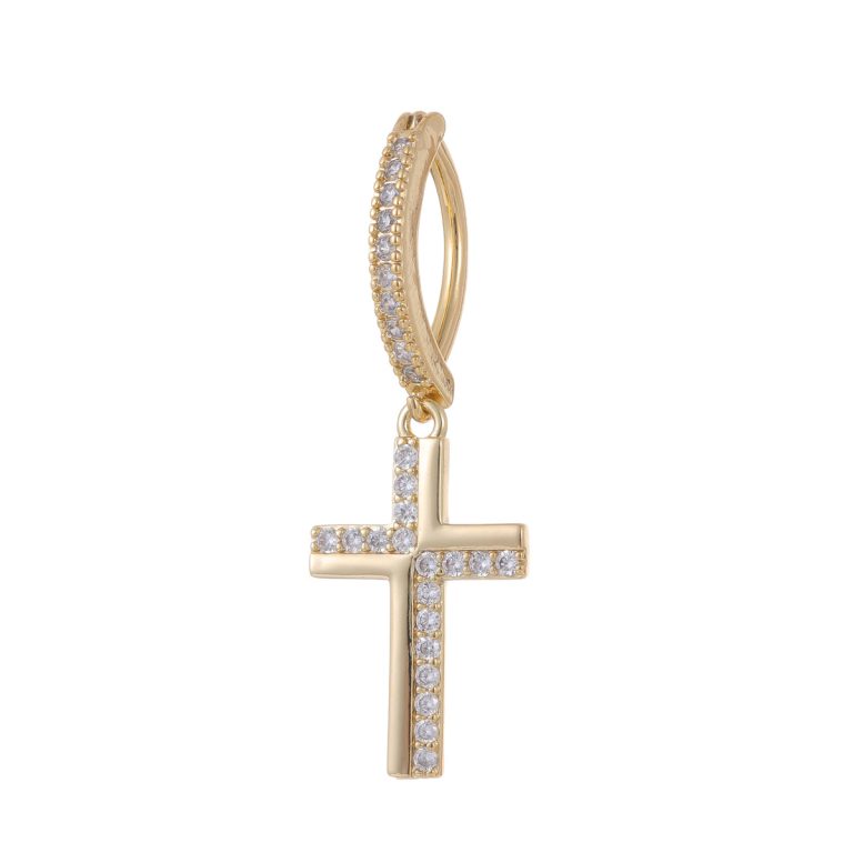 European and American cross-border classic copper inlaid zircon cross pendant belly button ring belly button buckle - Image 5