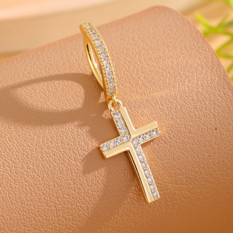 Europe and the United States cross-border creative cross umbilical buckle personality copper zircon design diamond high sense ins wind umbilical buckle manufacturers - Image 3