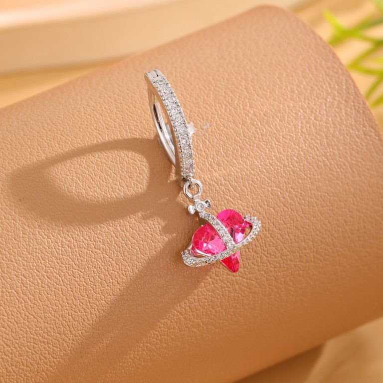 European and American explosions net red high-grade crooked heart copper inlaid zircon belly button ring belly button puncture jewelry manufacturers direct supply