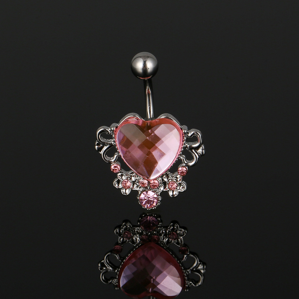 European and American goods with love diamond navel ring navel nail piercing jewelry - Image 5