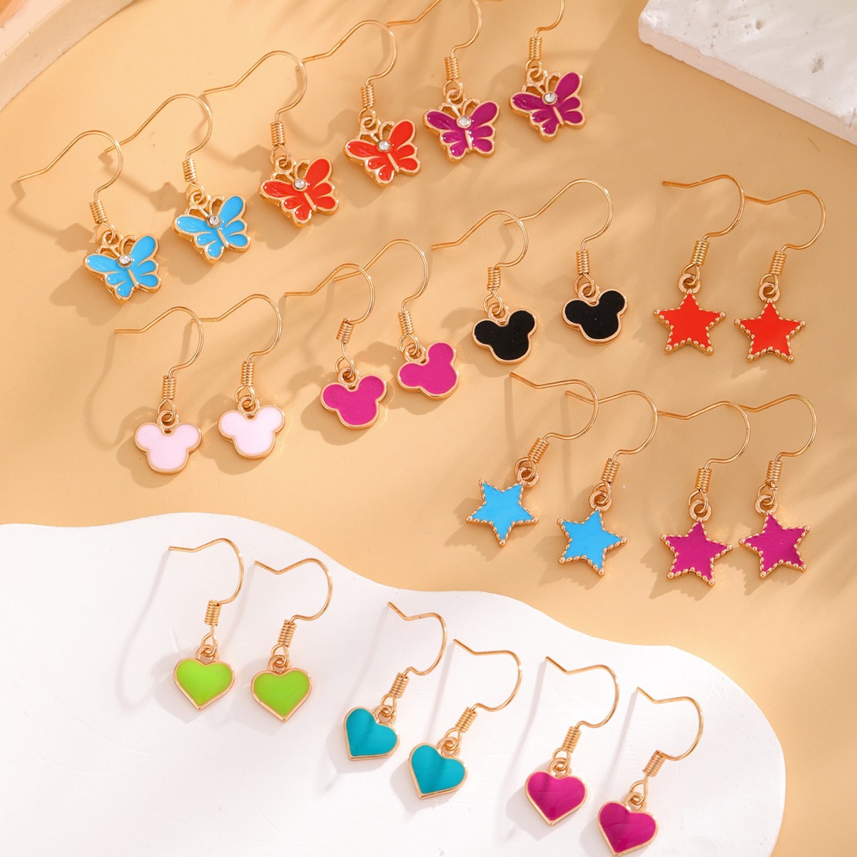 Cartoon cute color alloy oil drop love stars butterfly nose nail manufacturers wholesale - Image 3