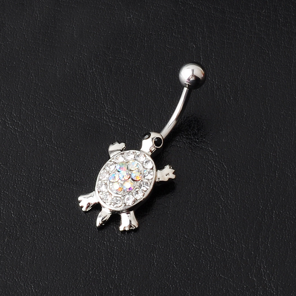 Goods New European and American Fashion Simple Piercing Jewelry Animal Turtle Diamond Umbilical Ring Umbilical Nail - Image 4