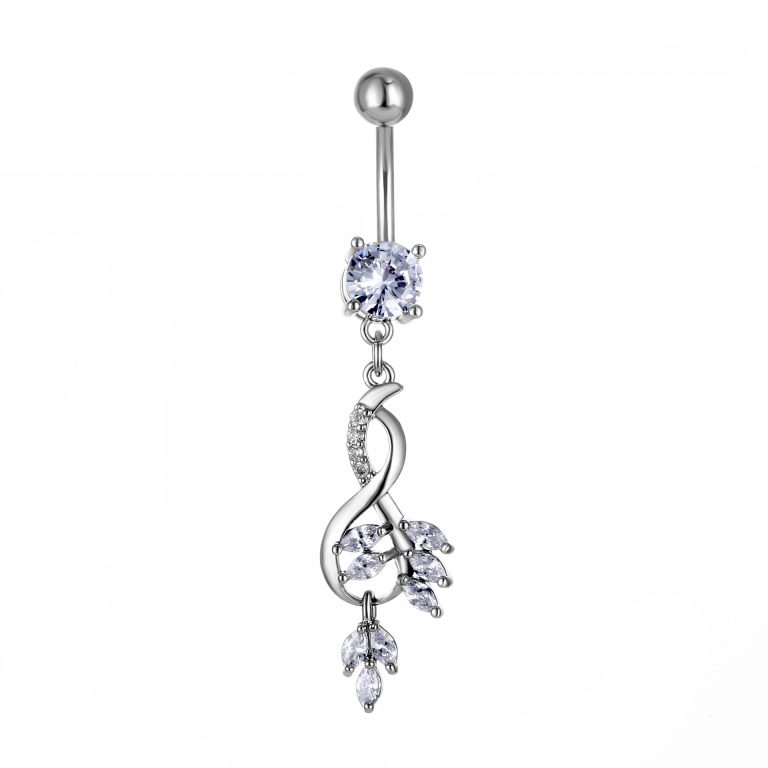 goods European and American body piercing jewelry leaves zircon navel ring navel nail - Image 4