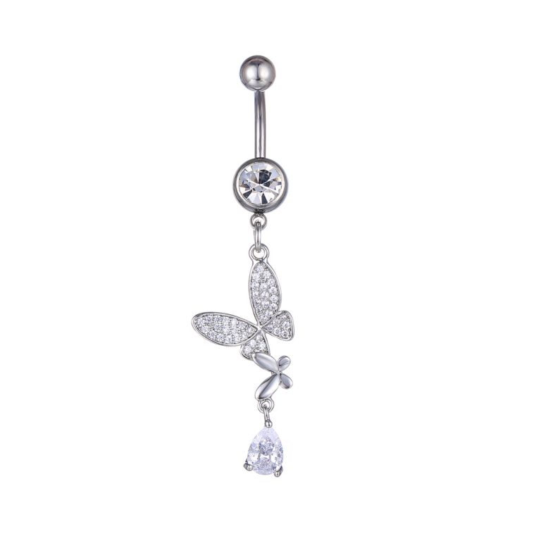 New goods Europe and the United States New puncture jewelry butterfly pendant zircon belly button ring belly button nail - Image 5